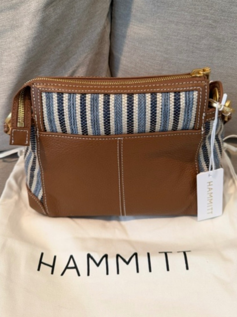 Hammitt Bryant Cabana Blue Crossbody w/Brushed Gold Accents - NEW w/tags- Ltd Ed - Picture 9 of 9